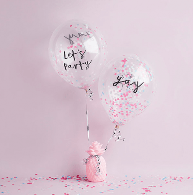 Confetti Filled Balloons Gold 5 Pack 12in