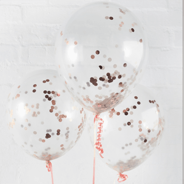 Confetti Filled Balloons Rose Gold 5 Pack 12in