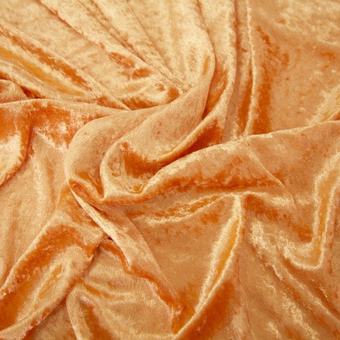 Crushed Velvet Fabric Orange 150cm