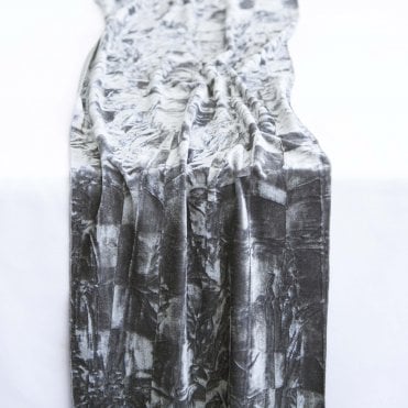 Crushed Velvet Table Runner Platinum 35cm x 275cm