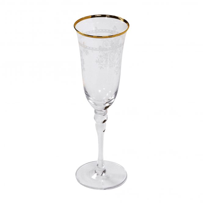 Decal Rimmed Gold Glass Champagne 10130