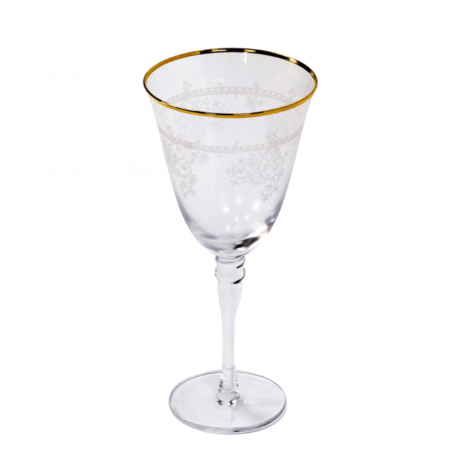 Decal Rimmed Gold Glass Red Wine 10131