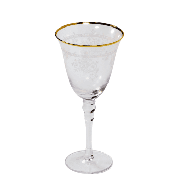 Decal Rimmed Gold Glass White Wine 10132