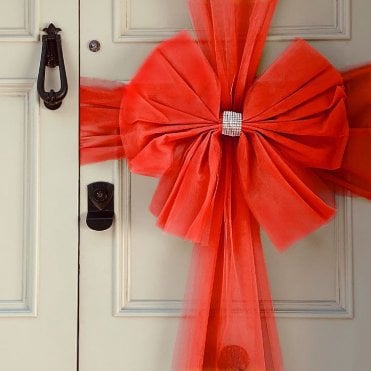 Decor Essentials Door Bow Tulle Red