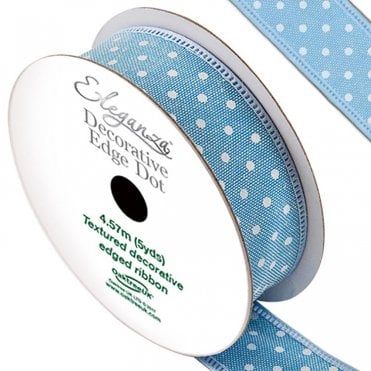 Decorative Edged Dot Ribbon Light Blue