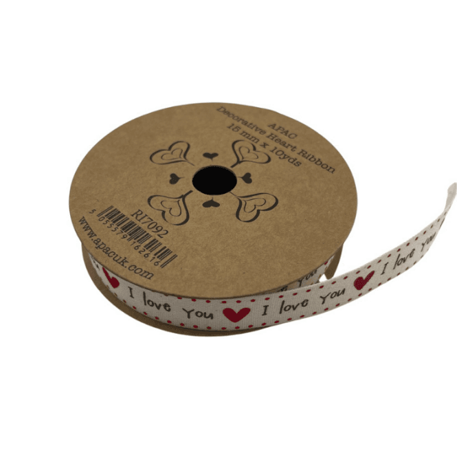 Decorative Heart Ribbon I Love You 15mmx10yd