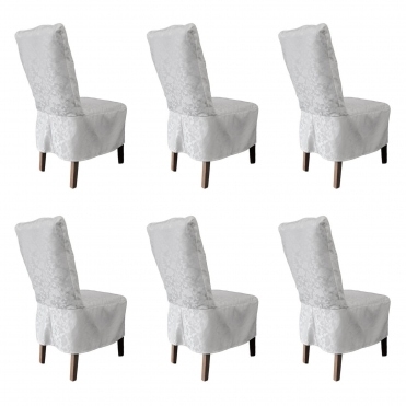 Dining Damask Chaircover Short White RJ13 - Pack of 6