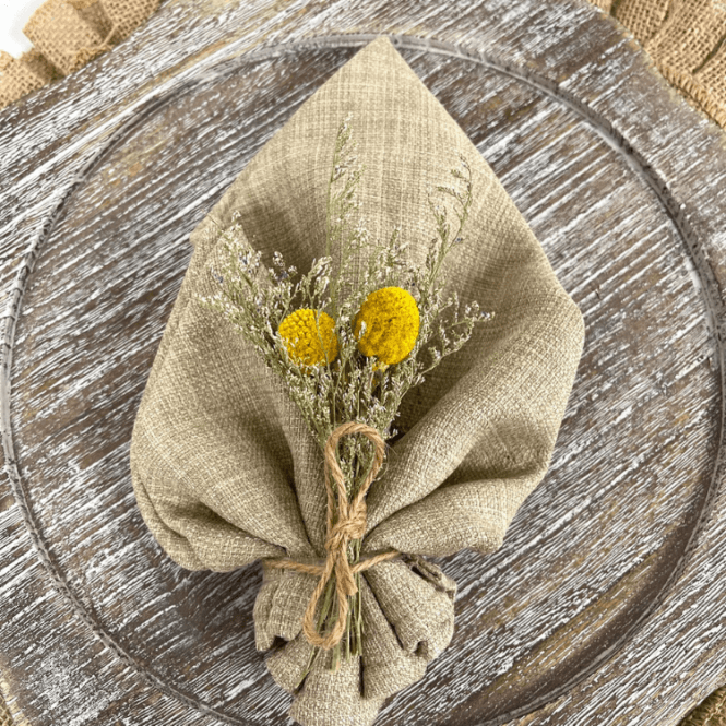 Dried Flower Napkin Tie 6 Pack Yellow