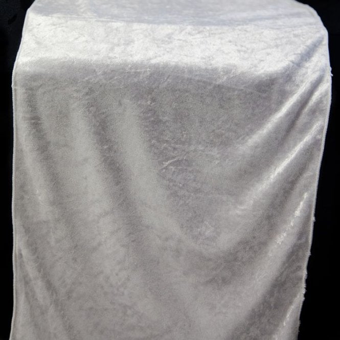 Crushed Velvet Table Runner White 35cm X 275cm