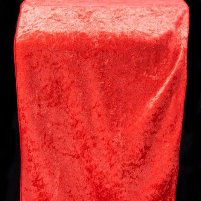 Crushed Velvet Table Runners Red 35cm X 275cm