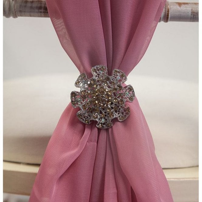 Flower Ruffle Diamante Brooch Tx7035 6 Pack