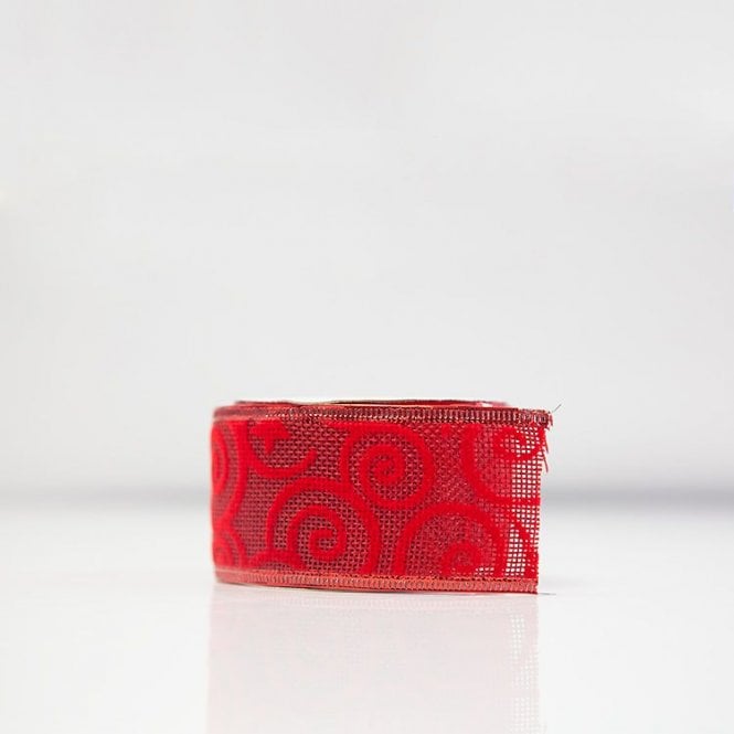 Xmas Ribbon Flock Design Red D1