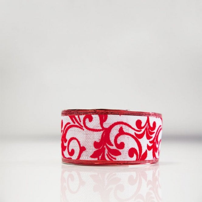 Xmas Ribbon Flock Design Red/White D3