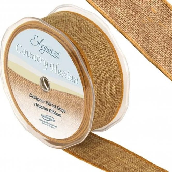 Eleganza Country Hessian Tan Ribbon 38mmx10m