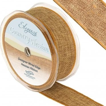 Eleganza Country Hessian Tan Ribbon 38mmx10m