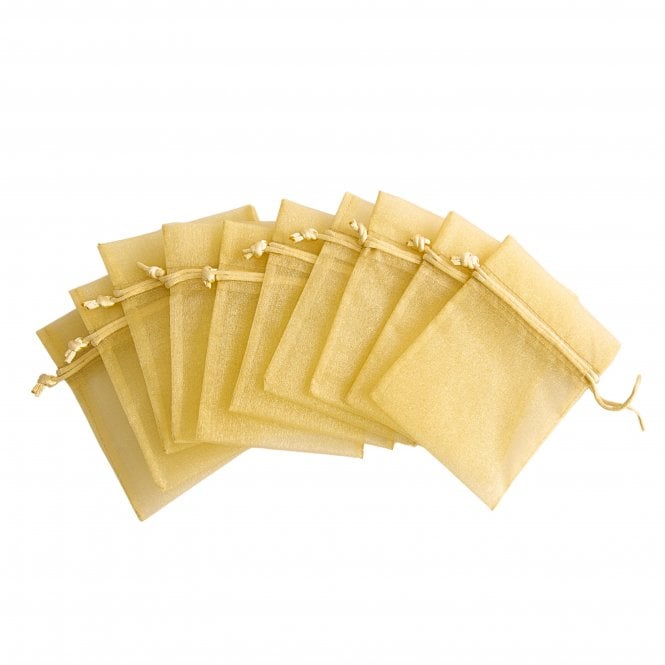  Organza Favour Bags Gold Pack of 10