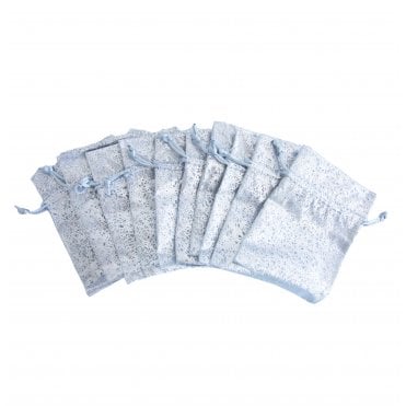Eleganza Organza Favour Bags Silver Bullion Pack of 10