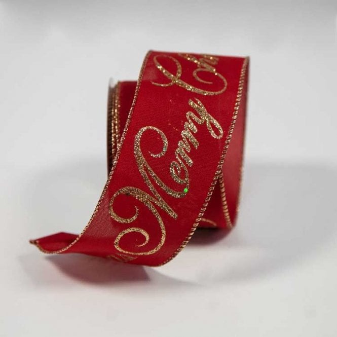 Eleganza Wired Edge Merry Christmas Red