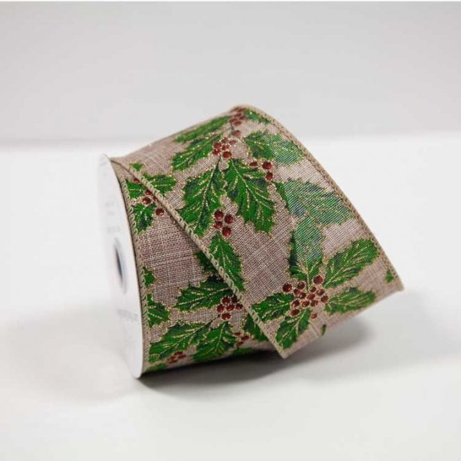 Eleganza Wired Edge Xmas Holly