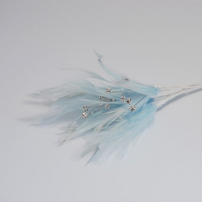 Feathers With Diamantes Blue