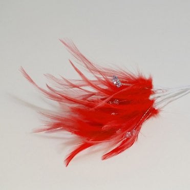 Feathers With Diamantes Red