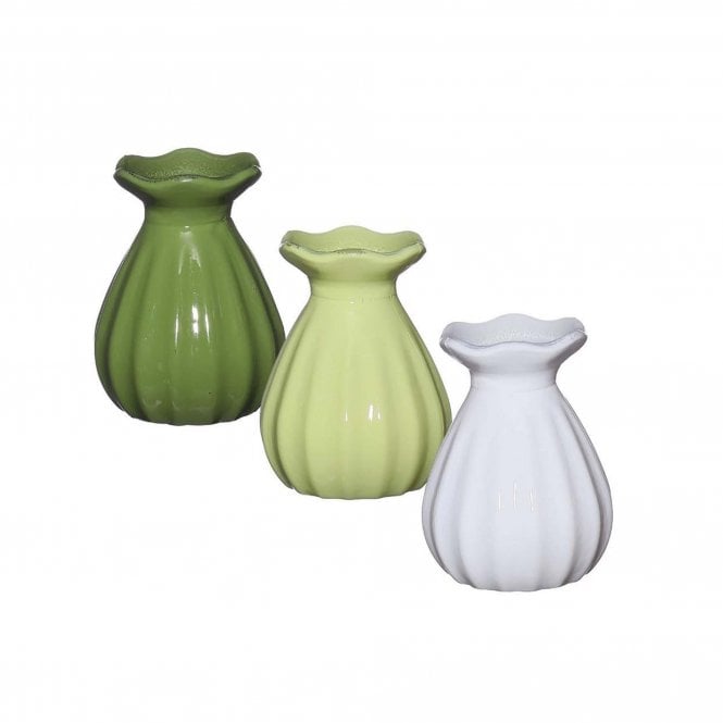 Fleur Vase Set of 3 Green/Sage/White 29805
