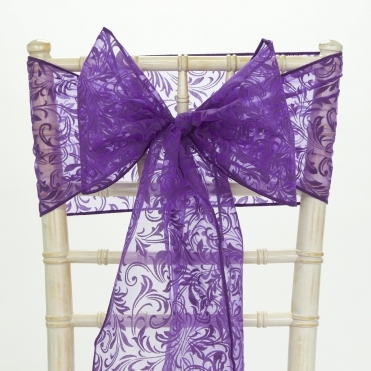 Flock Organza Sash Ultra Purple