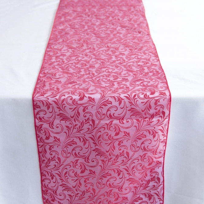 Flock Organza Table Runners Hot Pink - Pack of 10