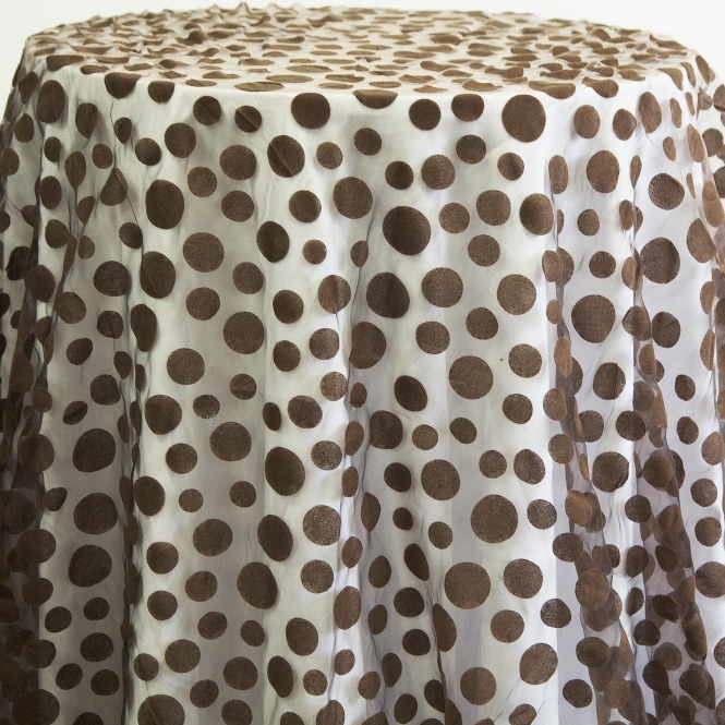Flock Polka Dot Organza Overlay Chocolate