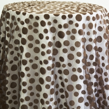 Flock Polka Dot Organza Overlay Chocolate