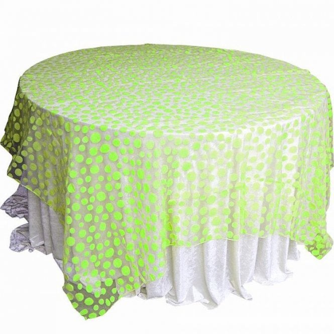 Flock Polka Dot Organza Overlays Apple Green