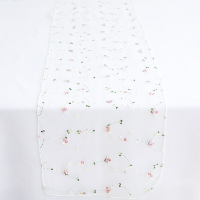 Floral Embroided Table Runner