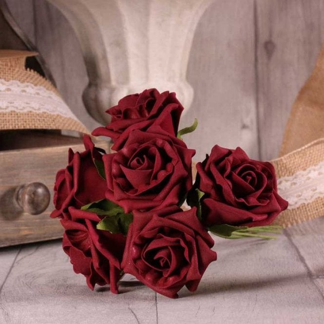 Foam Rose Bunch 7cm Burgundy