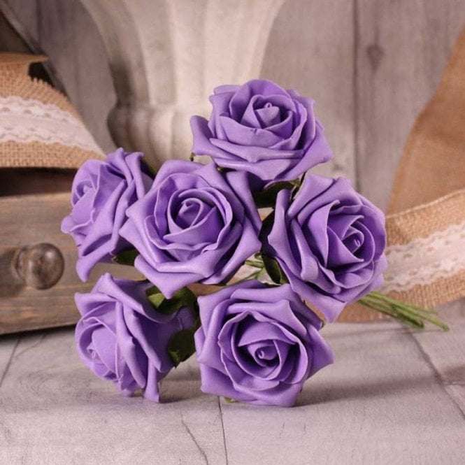 Foam Rose Bunch 7cm Lavender