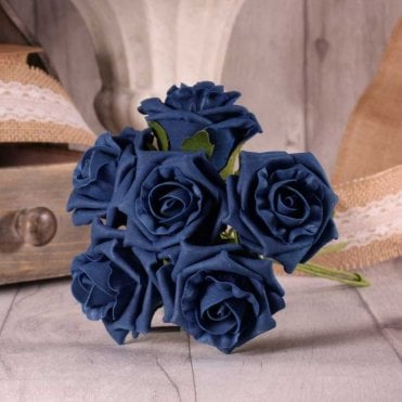 Foam Rose Bunch 7cm Navy