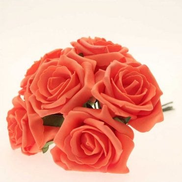 Foam Rose Bunch 7cm Orange