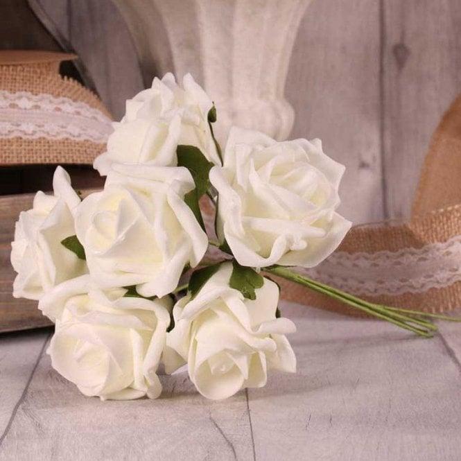 Foam Rose Bunch 7cm White