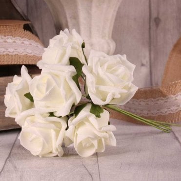 Foam Rose Bunch 7cm White