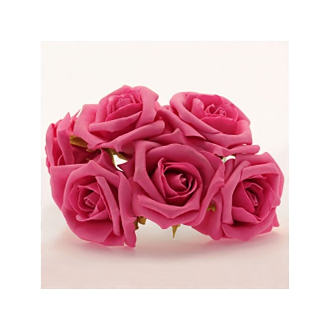 Foam Rose Bunch Hot Pink 7cm