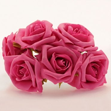Foam Rose Bunch Hot Pink 7cm