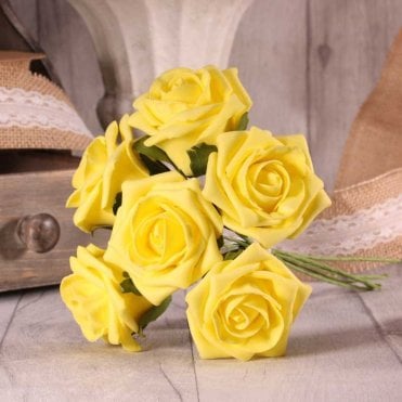 Foam Rose Bunch Yellow 7cm