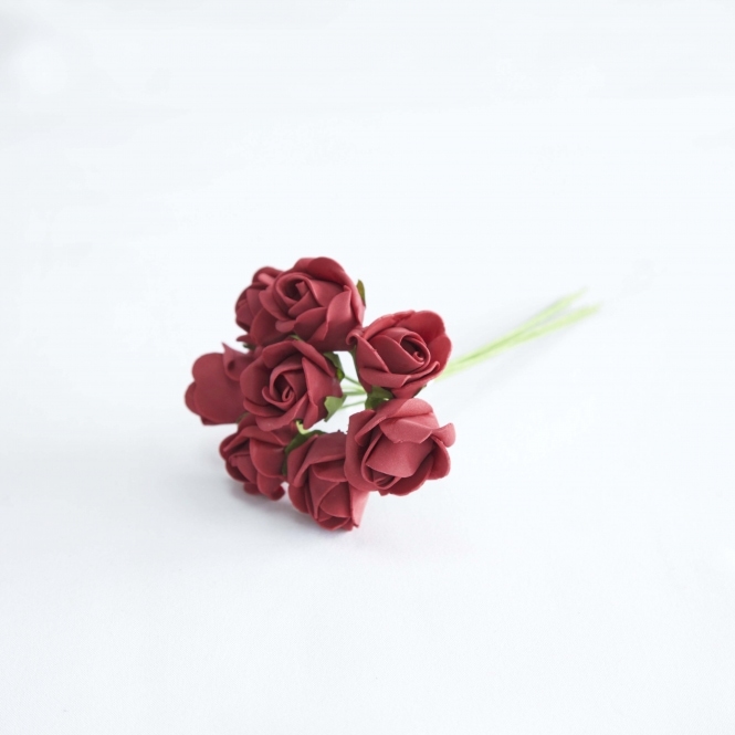 Foam Tea Rose Bud x8 Burgundy Small