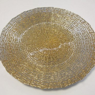 Glass Charger Plate Daisy Dot Gold GP-0291