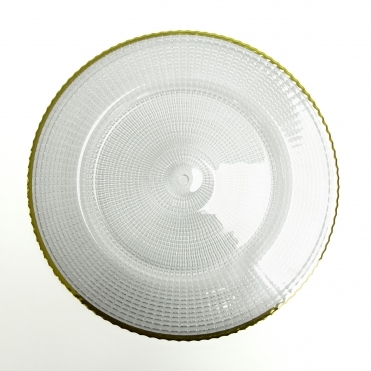Glass Charger Plate Gold Rimmed Luxe Grid Design