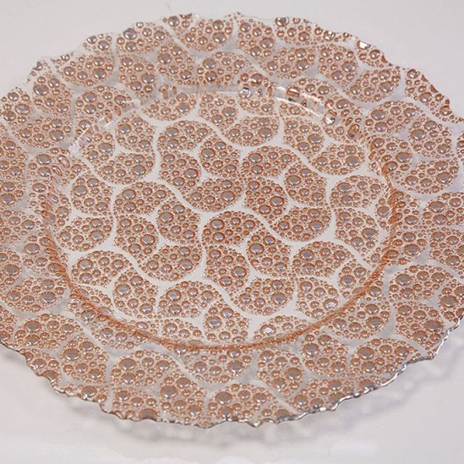 Glass Charger Plate Paisley Bubble Copper GP-0284