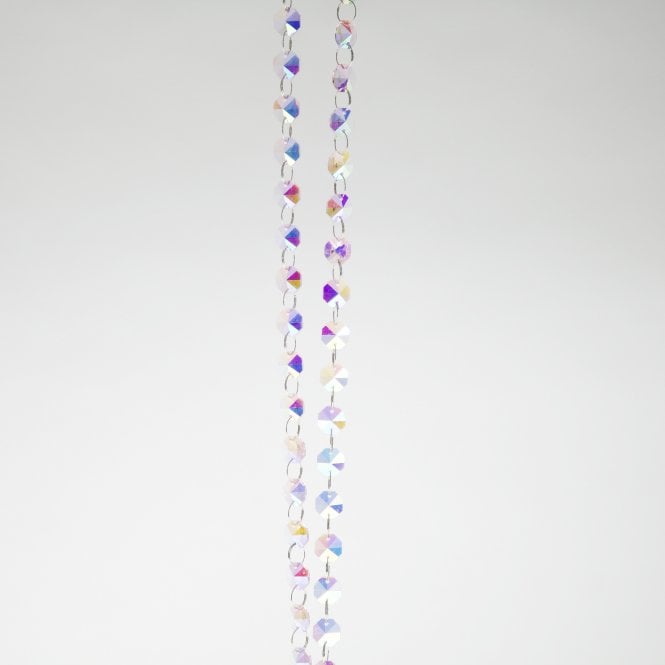 Glass Crystal Garland 14mm Pink Iridescent