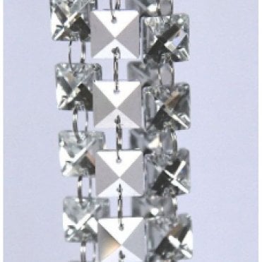 Glass Crystal Square Garland Strand Silver 14mm