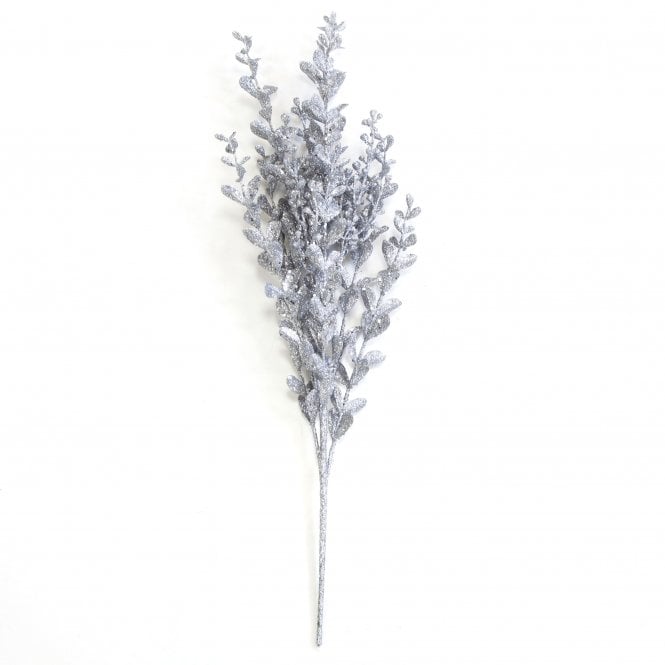 Glitter Boxwood Spray Silver