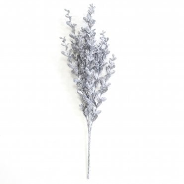 Glitter Boxwood Spray Silver
