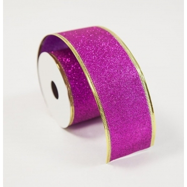 Glitter Xmas Ribbon 50mm x 5yds Pink